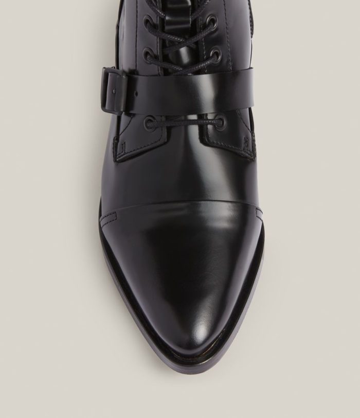 Katy poli black leather boots for women