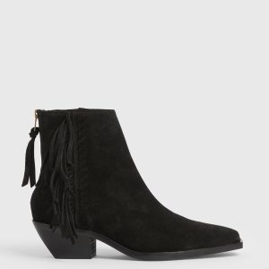 Layla suede fringe black boots for women