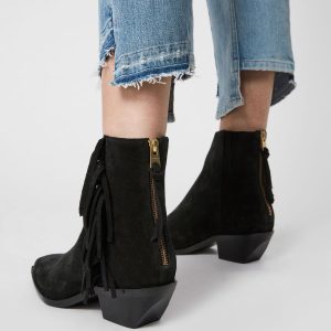 Layla suede fringe black boots for women - Image 2