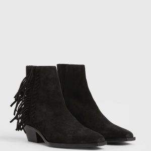 Layla suede fringe black boots for women - Image 4
