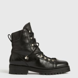 Franka black leather boots for women