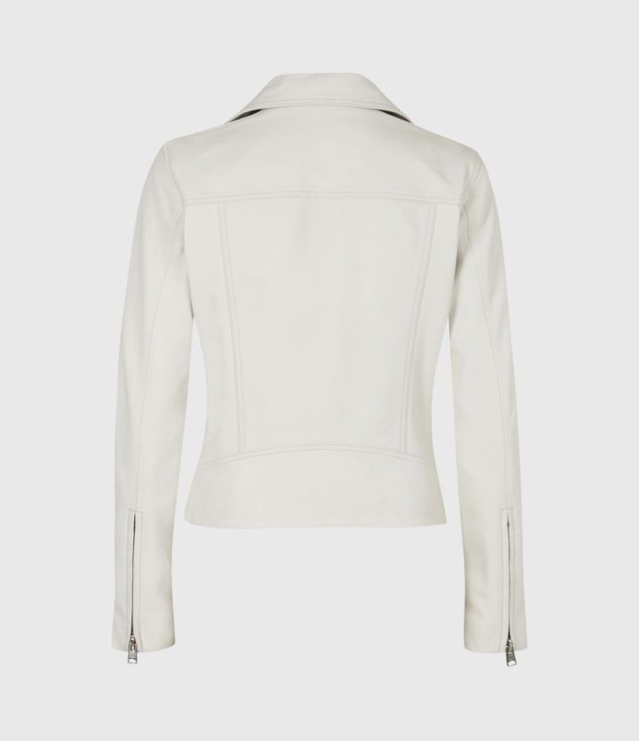 Dalby white leather biker jacket for women - Image 4