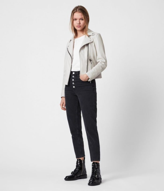 Dalby white leather biker jacket for women - Image 3