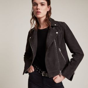 Caden black suede biker jacket for women - Image 2