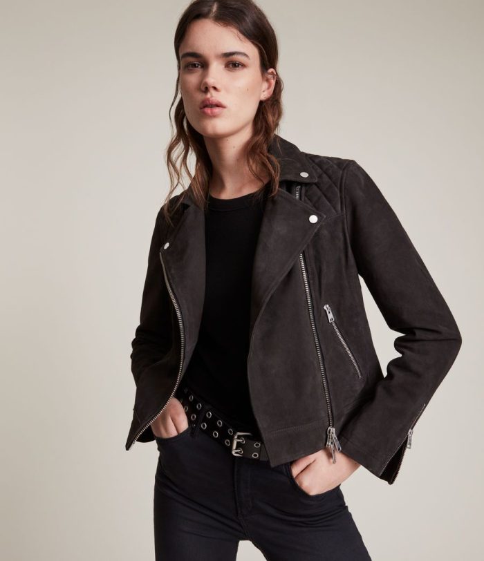 Caden black suede biker jacket for women - Image 2