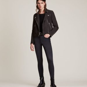 Caden black suede biker jacket for women - Image 4
