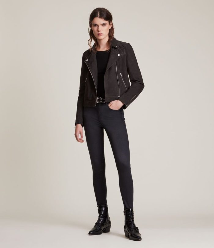 Caden black suede biker jacket for women - Image 4