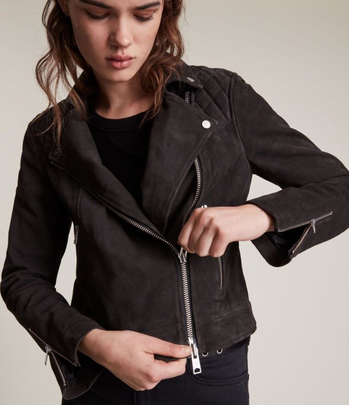 Caden black suede biker jacket for women - Image 3