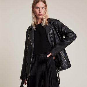 Eline black leather biker jacket for women - Image 2