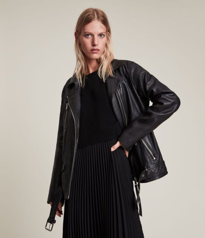 Eline black leather biker jacket for women - Image 2
