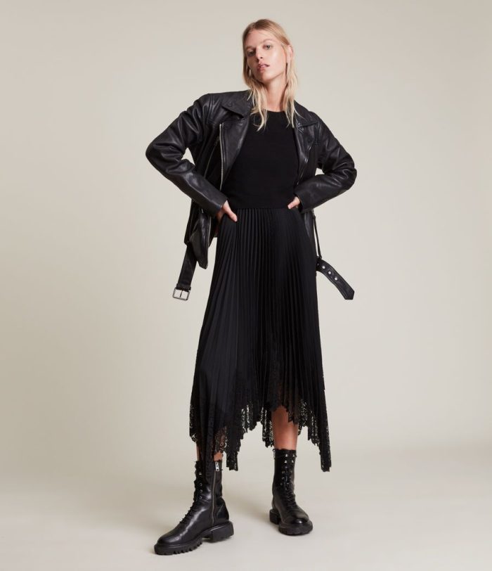 Eline black leather biker jacket for women