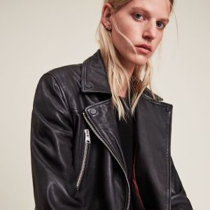 Eline black leather biker jacket for women - Image 4
