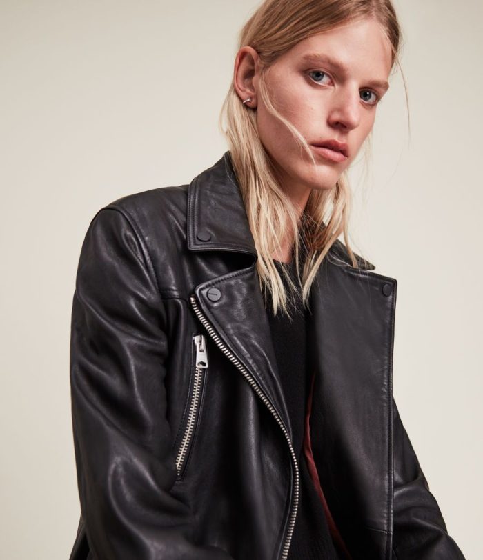 Eline black leather biker jacket for women - Image 4