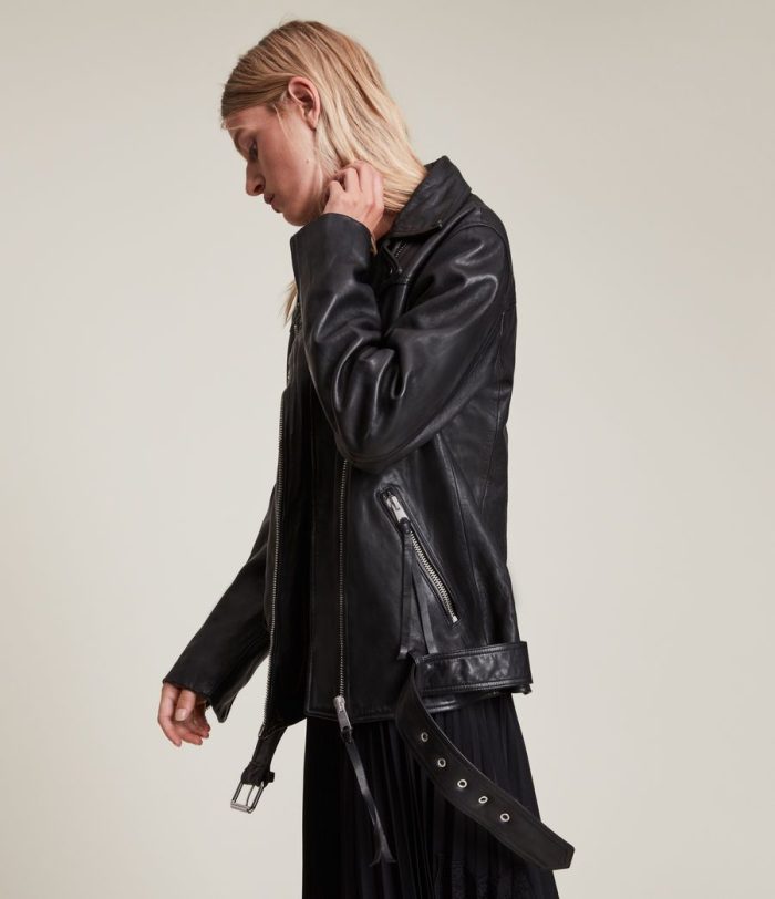 Eline black leather biker jacket for women - Image 3
