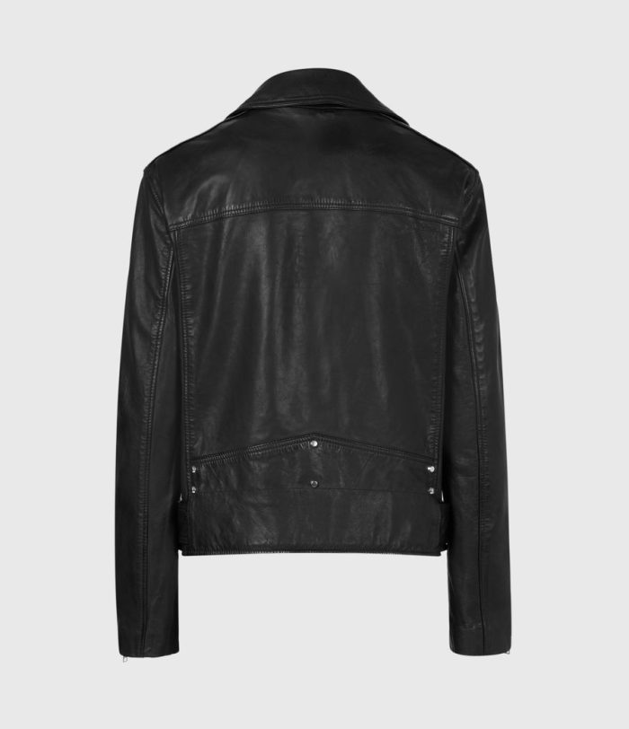 Luna black leather biker jacket for women - Image 4