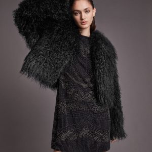 Brooke shearling black jacket for women - Image 3