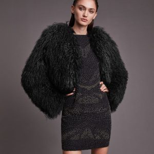 Brooke shearling black jacket for women - Image 2
