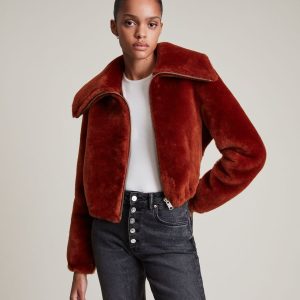 Adley shearling lava orange jacket for women