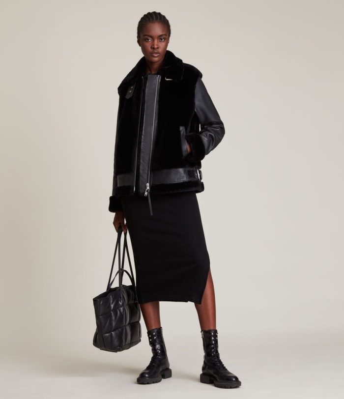 Bexley shearling black jacket for women - Image 2