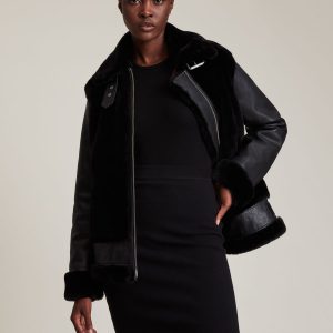 Bexley shearling black jacket for women - Image 4