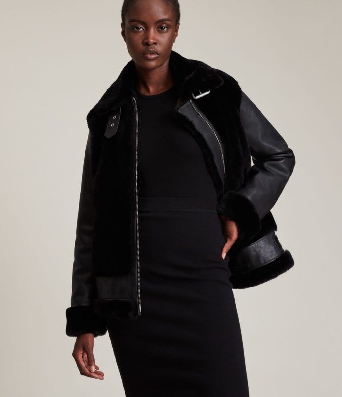 Bexley shearling black jacket for women - Image 4