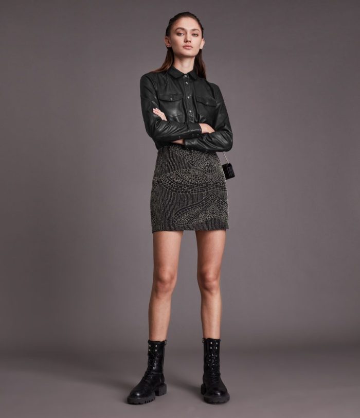 Stanway black leather shirt jacket for women - Image 4