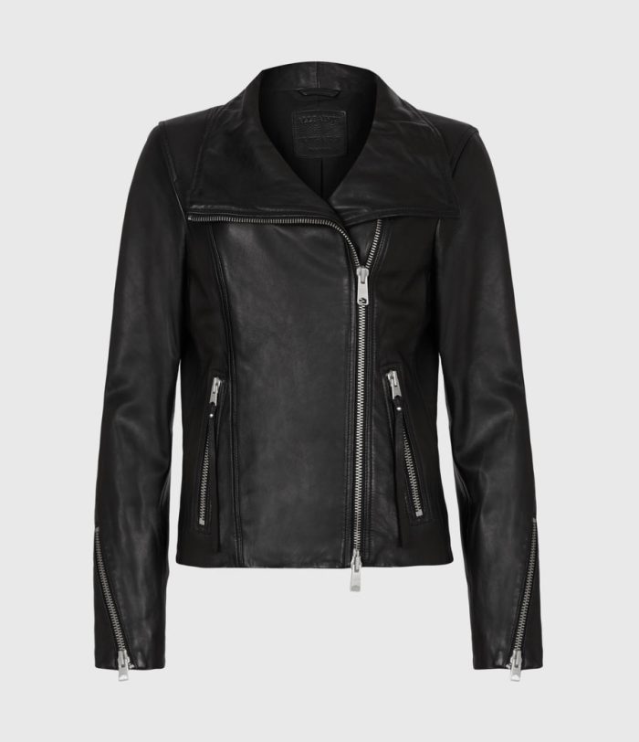 Ellis black leather biker jacket for women - Image 2