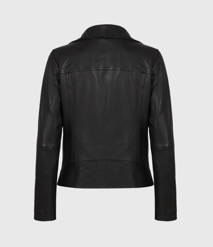 Ellis black leather biker jacket for women - Image 4