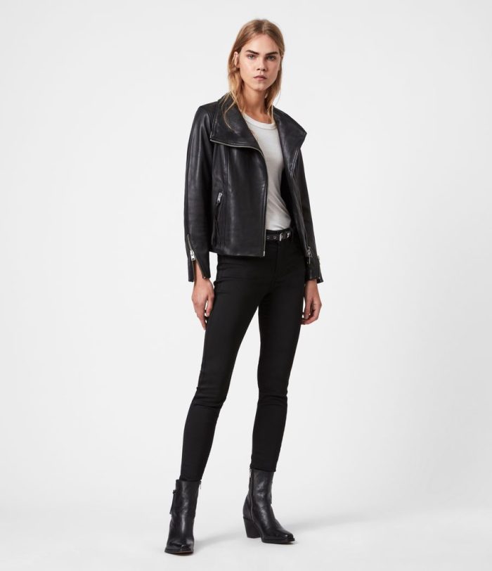 Ellis black leather biker jacket for women - Image 3