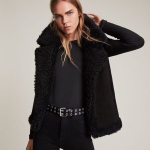Sylvan shearling black gilet jacket for women