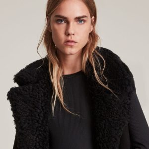 Sylvan shearling black gilet jacket for women - Image 2