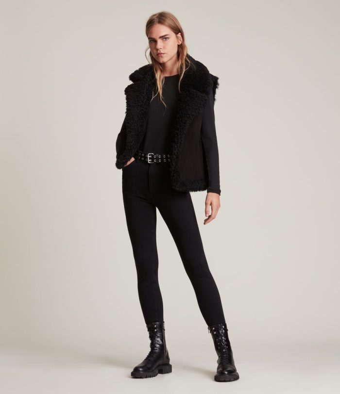 Sylvan shearling black gilet jacket for women - Image 4