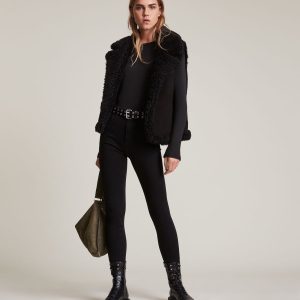 Sylvan shearling black gilet jacket for women - Image 3
