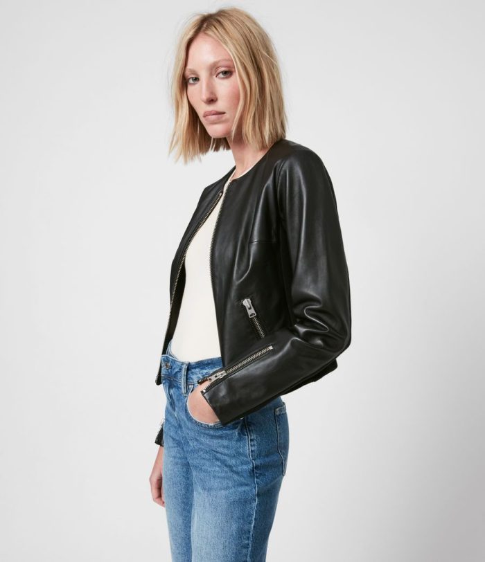 Nala black leather biker jacket for women - Image 2
