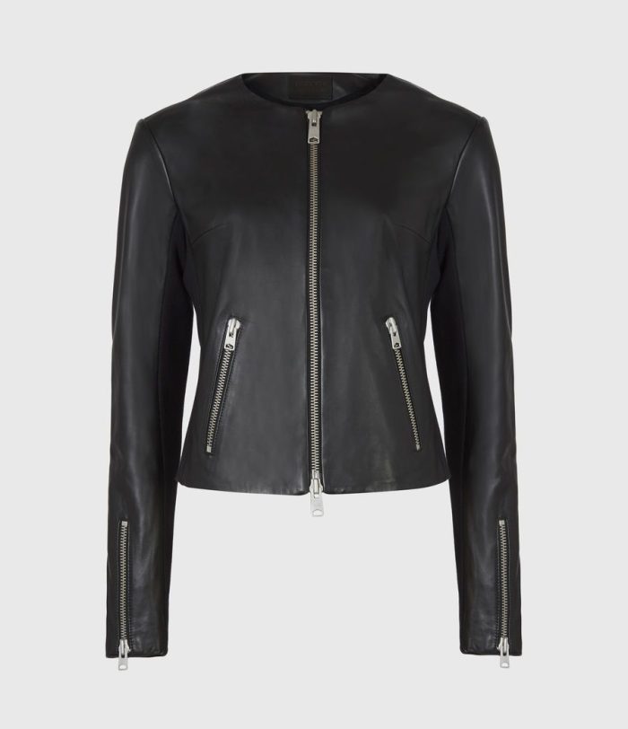 Nala black leather biker jacket for women