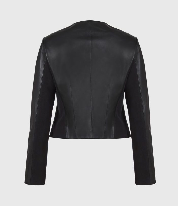 Nala black leather biker jacket for women - Image 4