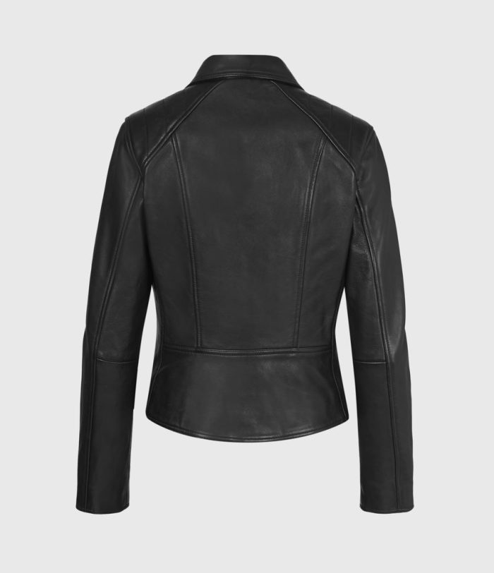 Neve quilted black leather biker jacket for women - Image 4