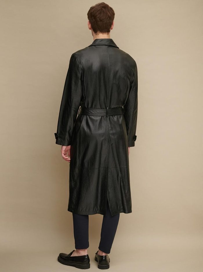 Murray black leather trench coat for men - Image 2