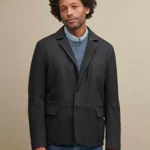 Will genuine black leather blazer for men