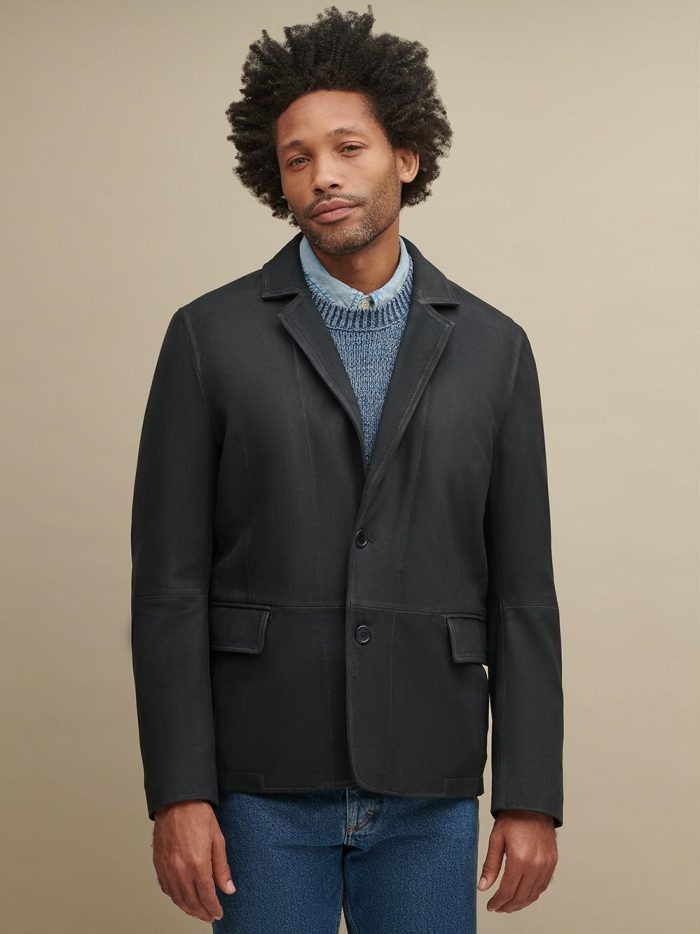 Will genuine black leather blazer for men
