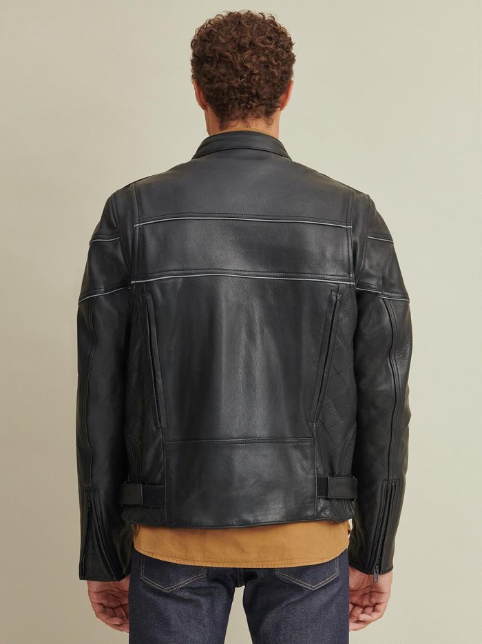 Jaxx black leather rider jacket with lining for men - Image 3