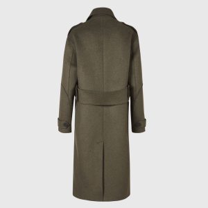 Rene wool blend khaki green coat for women - Image 4