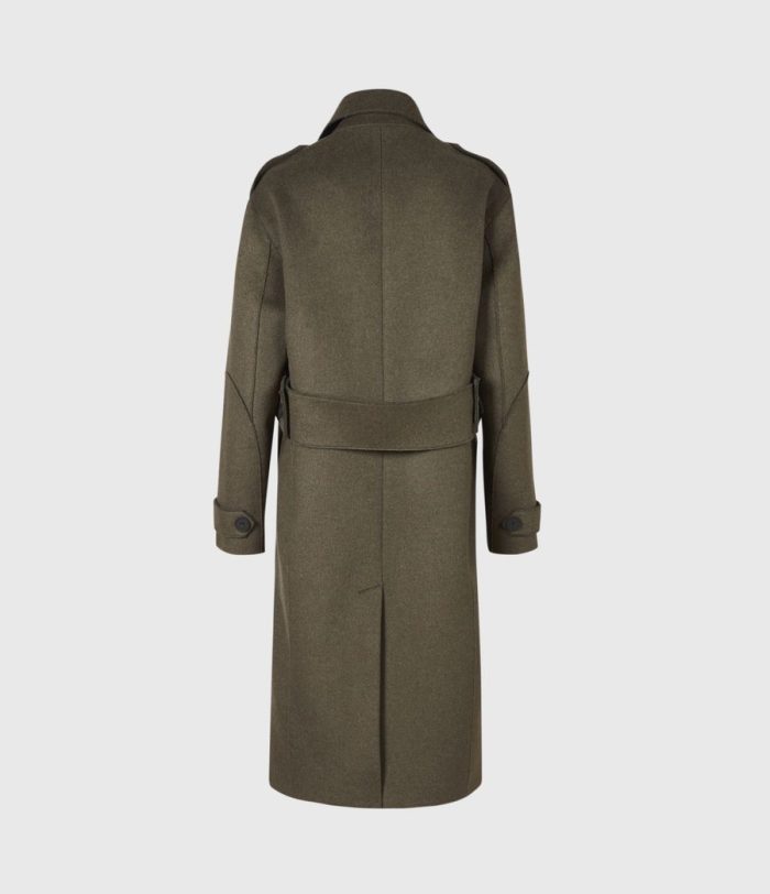 Rene wool blend khaki green coat for women - Image 4