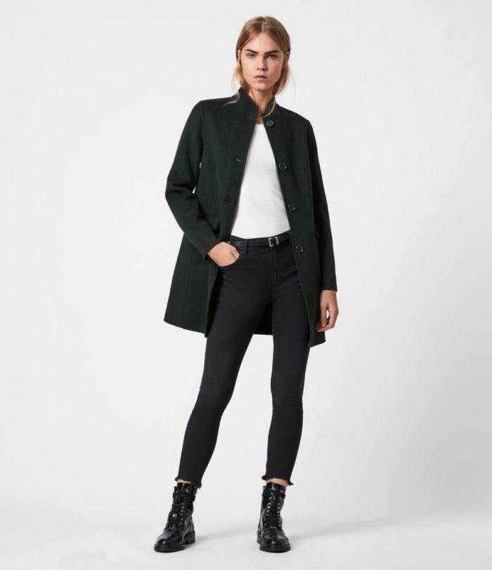 Maya wool blend black coat for women