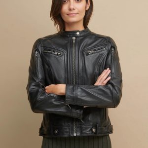 Morgan biker black leather jacket for women - Image 2