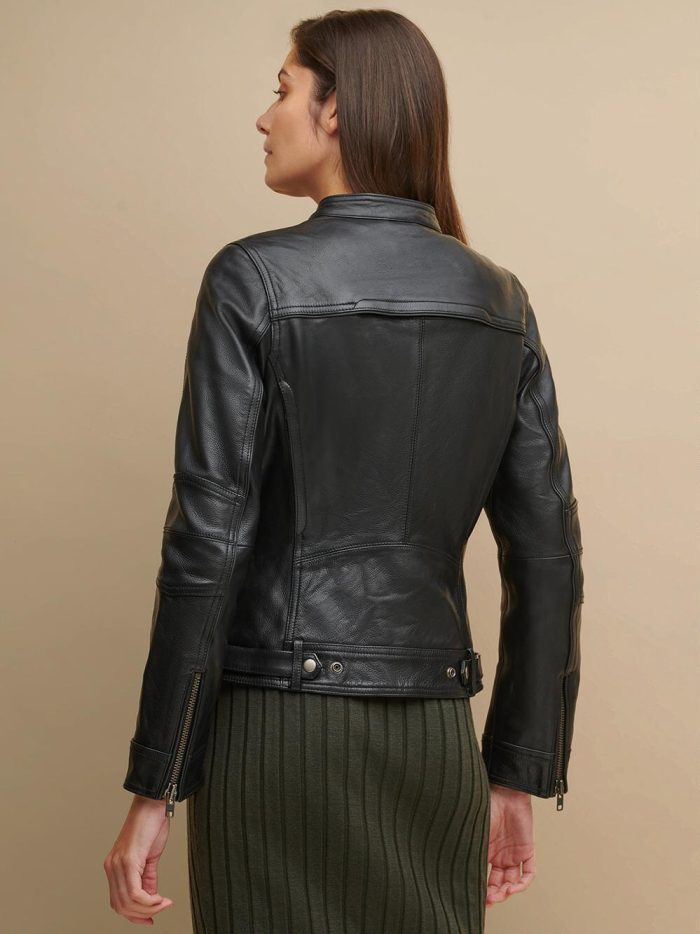 Morgan biker black leather jacket for women - Image 3