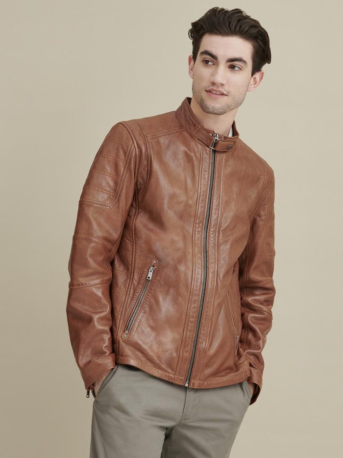 Josh brown leather moto jacket for men