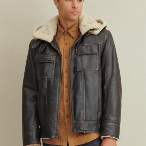Emmett classic black leather bomber jacket for men