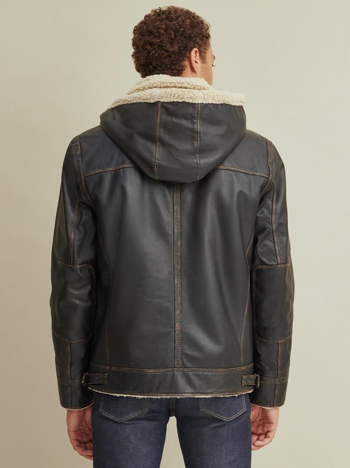 Emmett classic black leather bomber jacket for men - Image 3