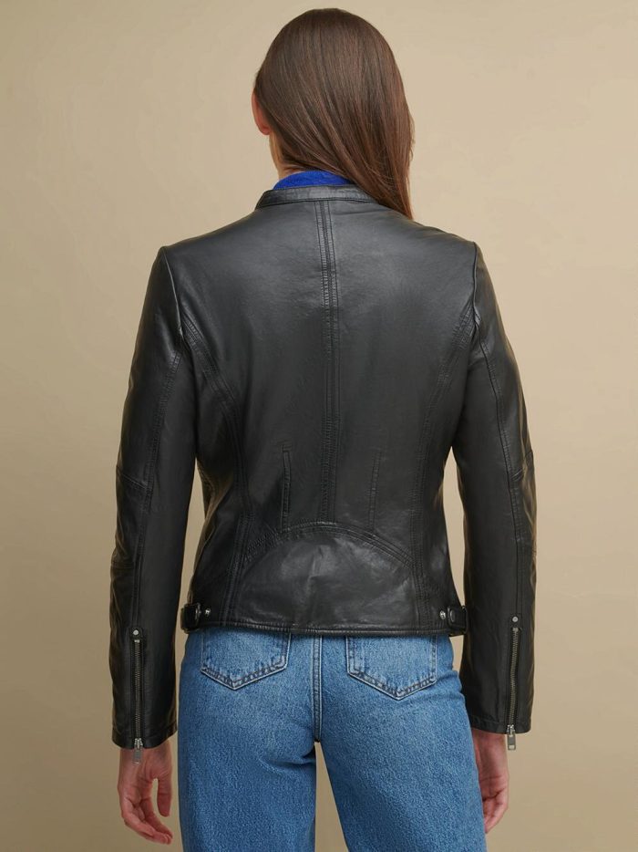 Tricia black leather jacket for women - Image 3